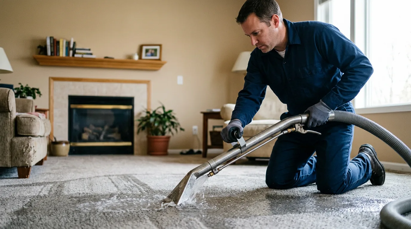Water damage restoration technician working near Peck, MI